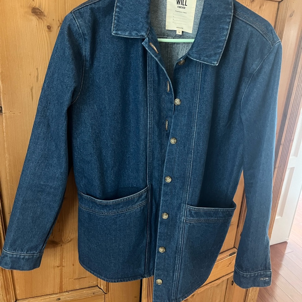 Sezane Dark Blue Denim Jean Jacket